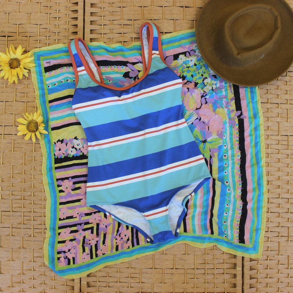 Tommy Hilfiger Blue Stripe One Piece Swimsuit 10
